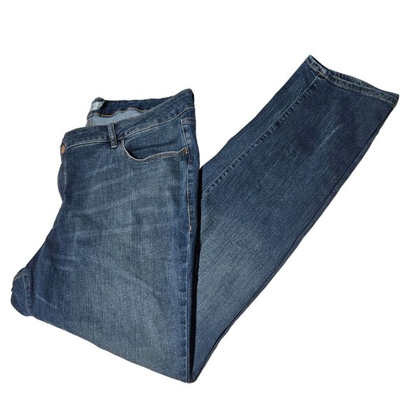 Old Navy Jeans Womens Plus Size 24 Long Straight High Waist Medium Wash Denim - Picture 1 of 5